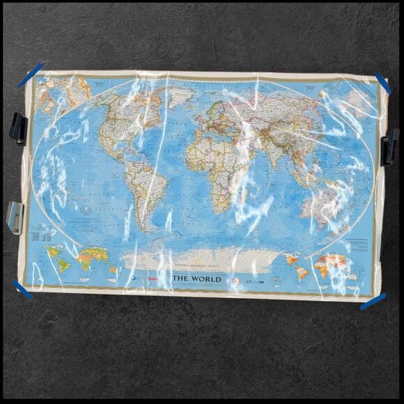 1998 National Geographic World Map 48x69 Large Vintage Classroom Wall Poster - Picture 2 of 16